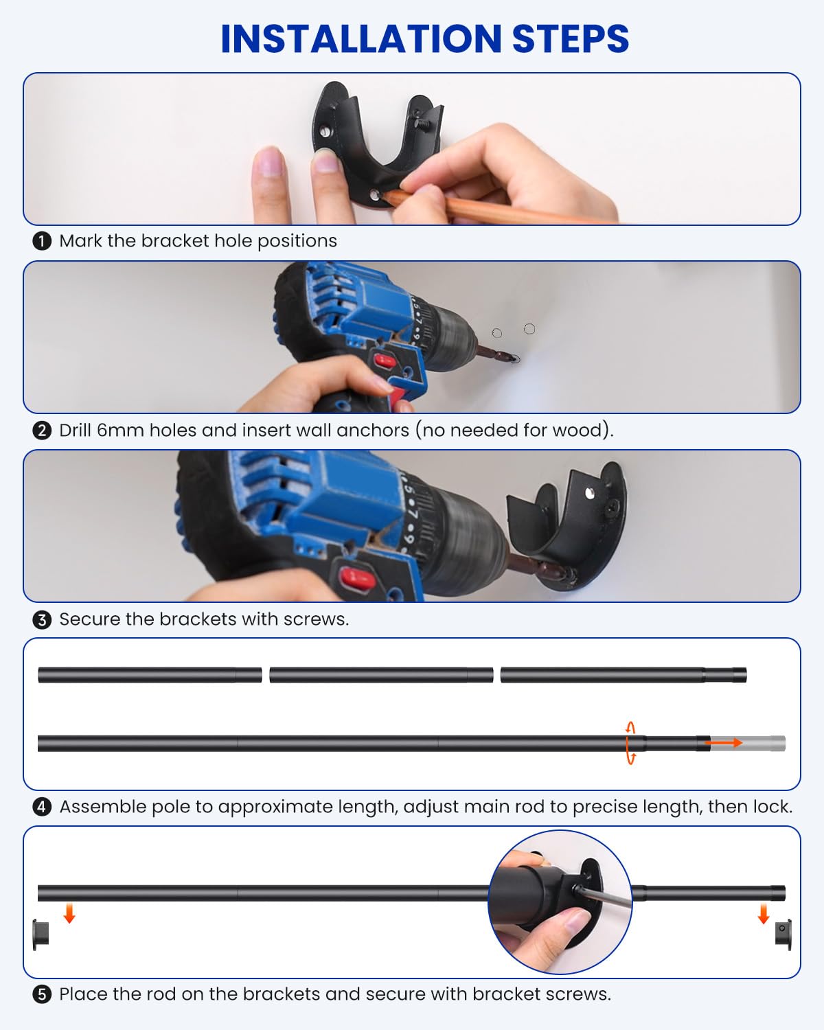 Supforce rod installed in RV closet demonstrating compact, travel‑friendly fit