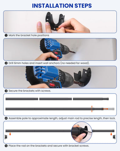 Supforce rod installed in RV closet demonstrating compact, travel‑friendly fit