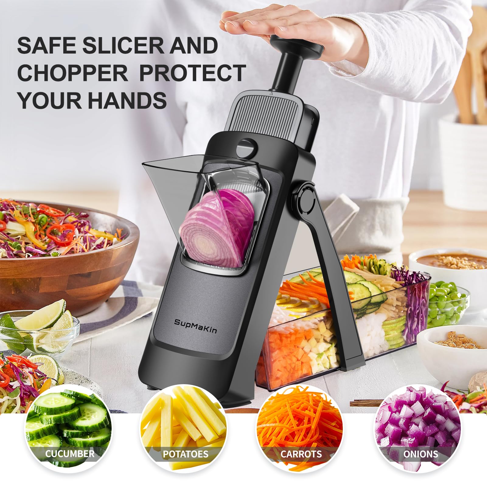 SupMaKin feeding port showing large opening for faster vegetable processing