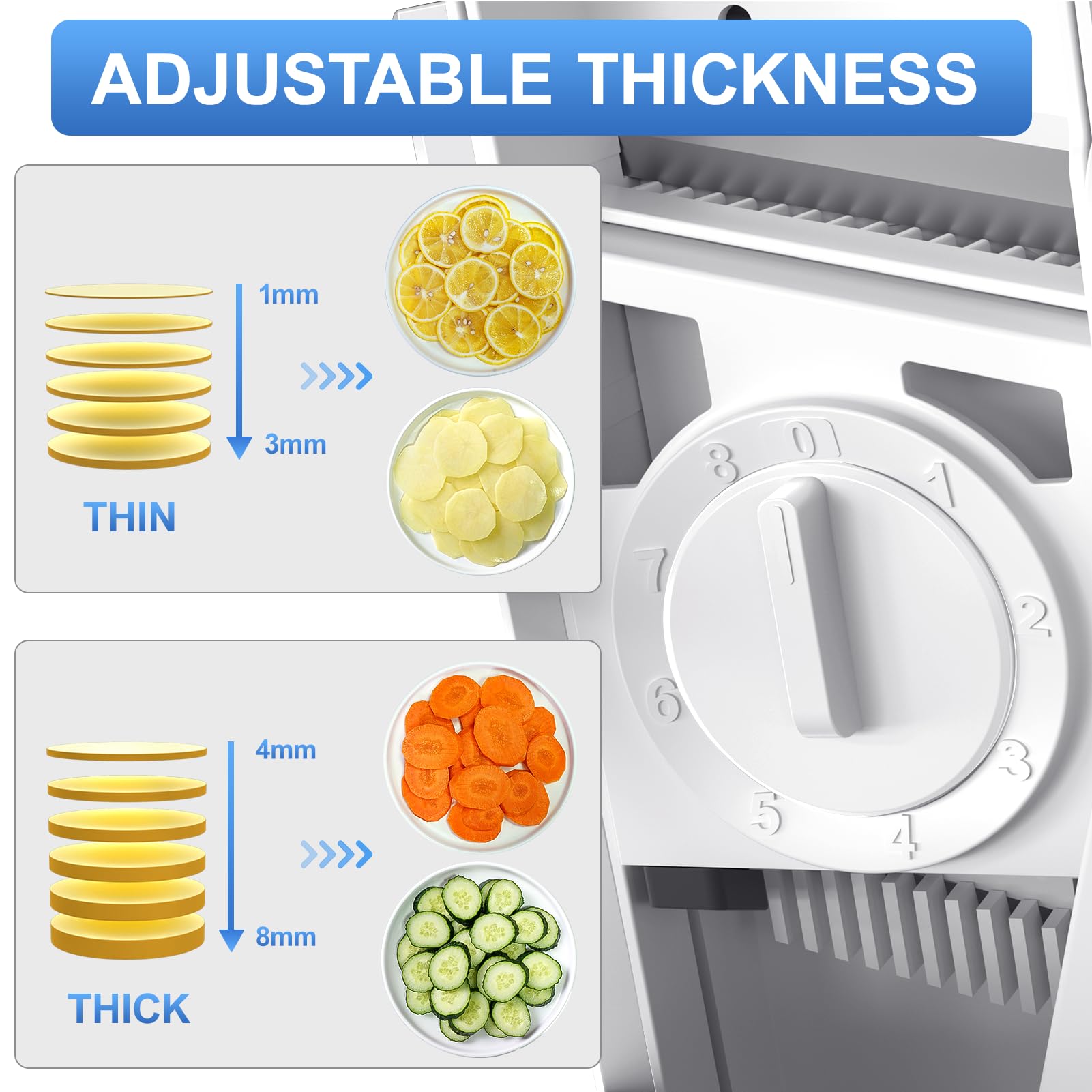 SupMaKin food pusher and ergonomic handle for protected slicing