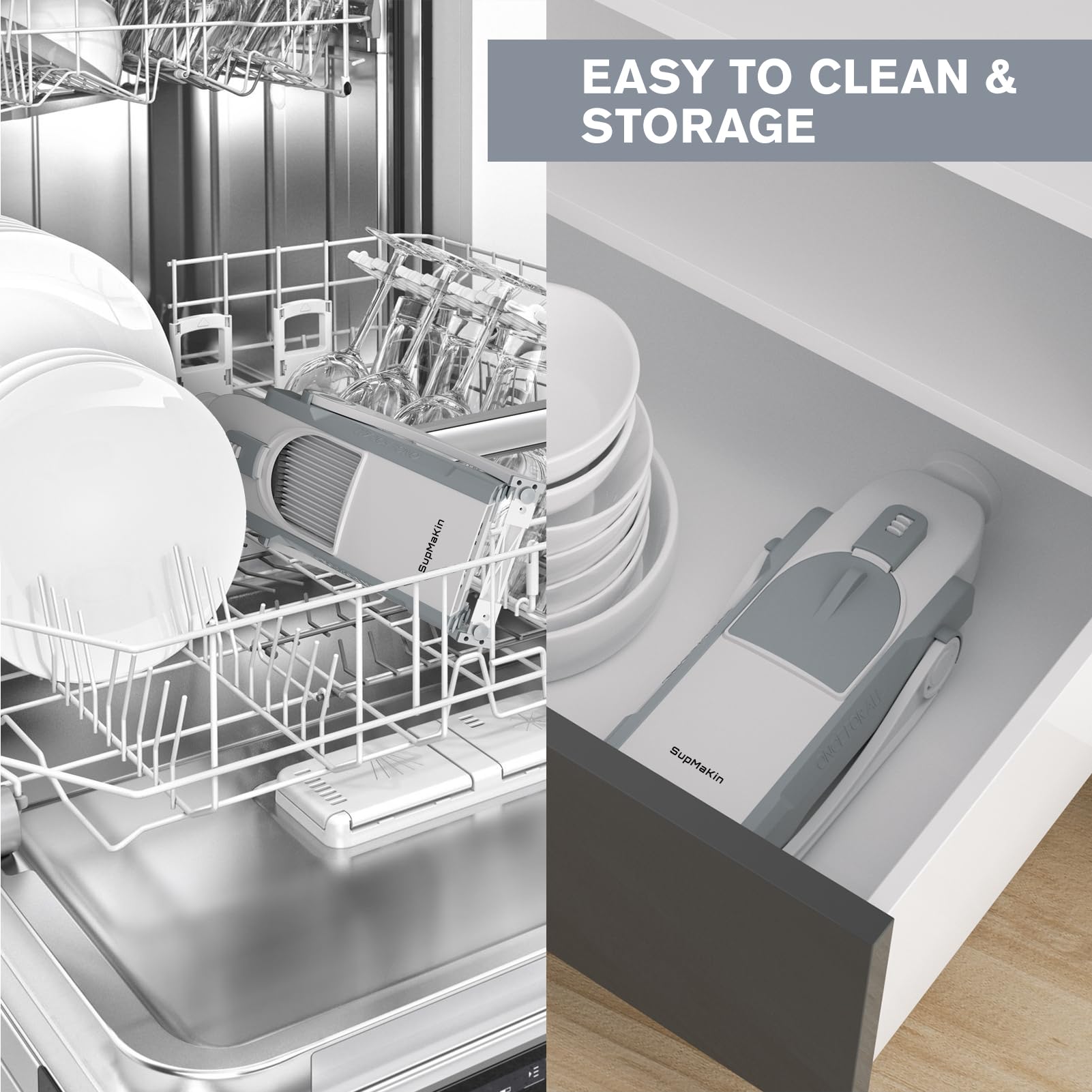 SupMaKin in use with push handle delivering fast, safe slicing
