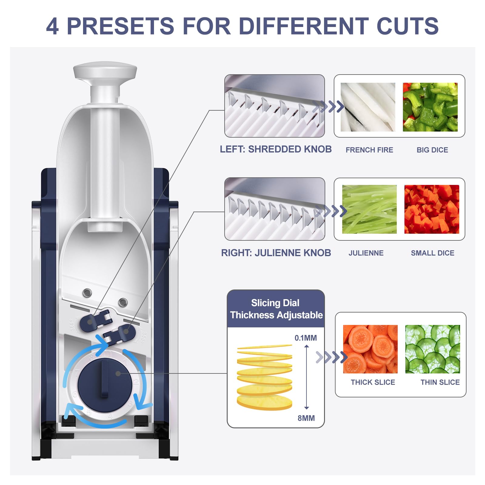 SupMaKin push-handle in use slicing vegetables faster benefit