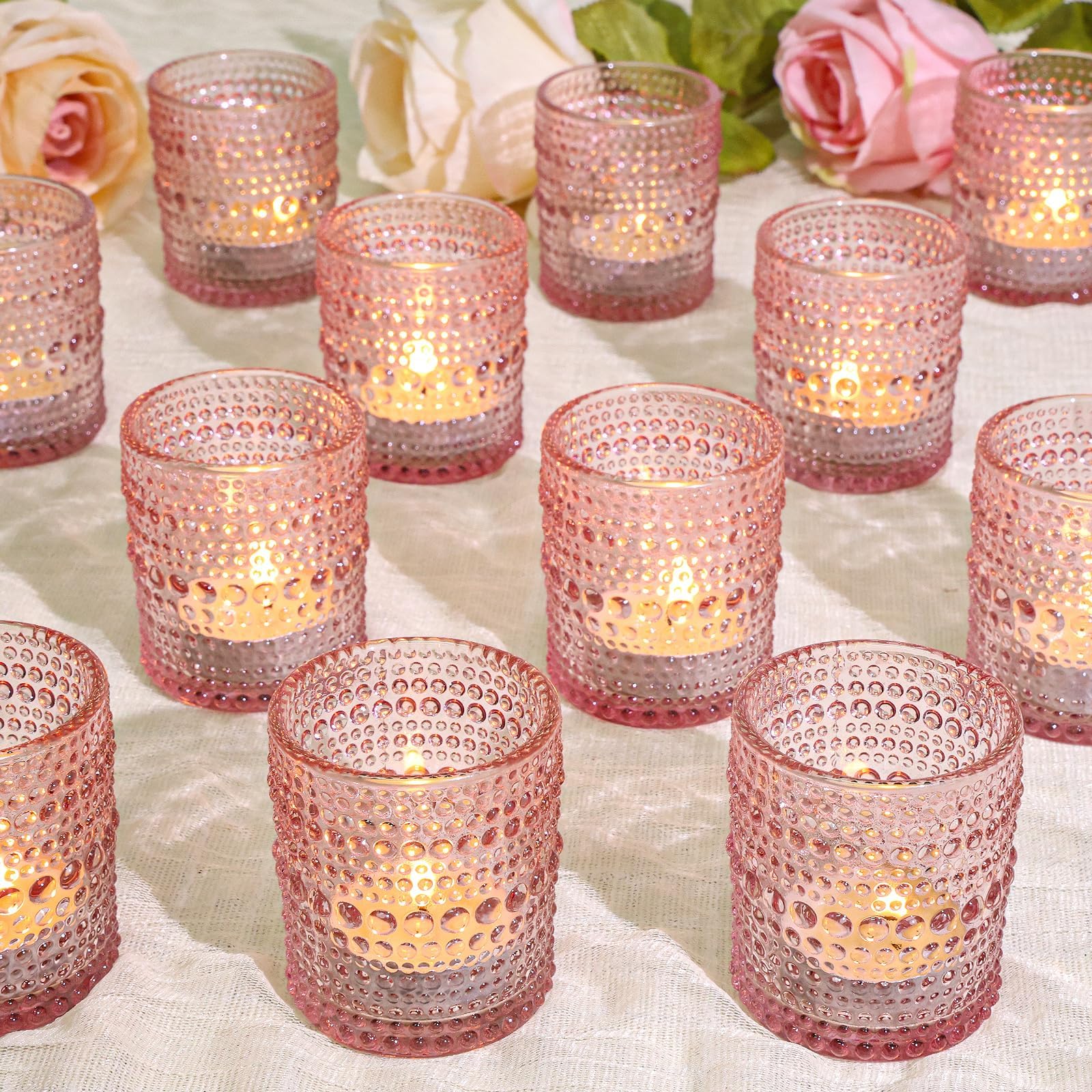 SUPMIND front view pink votive holder showing elegant color and shine