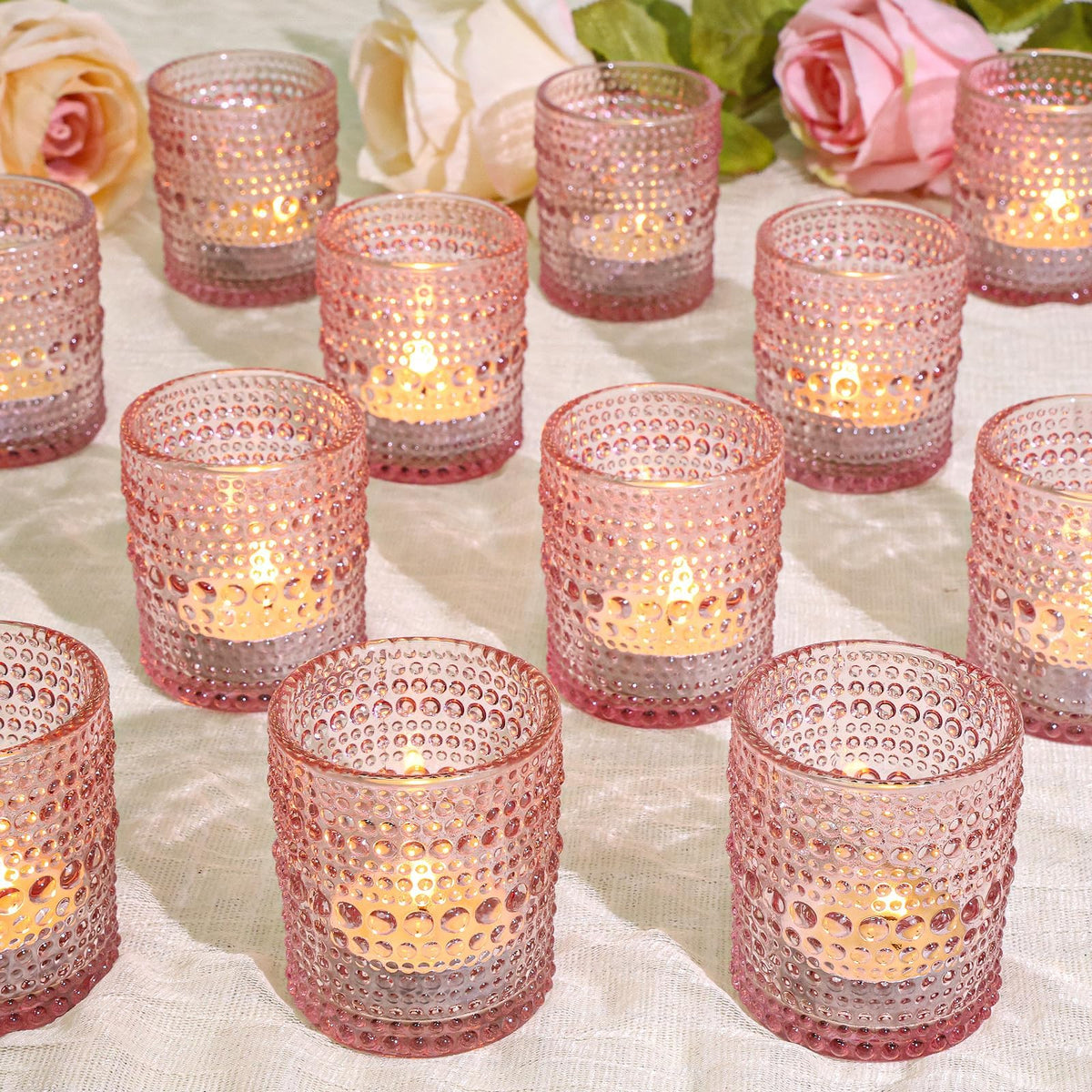SUPMIND front view pink votive holder showing elegant color and shine
