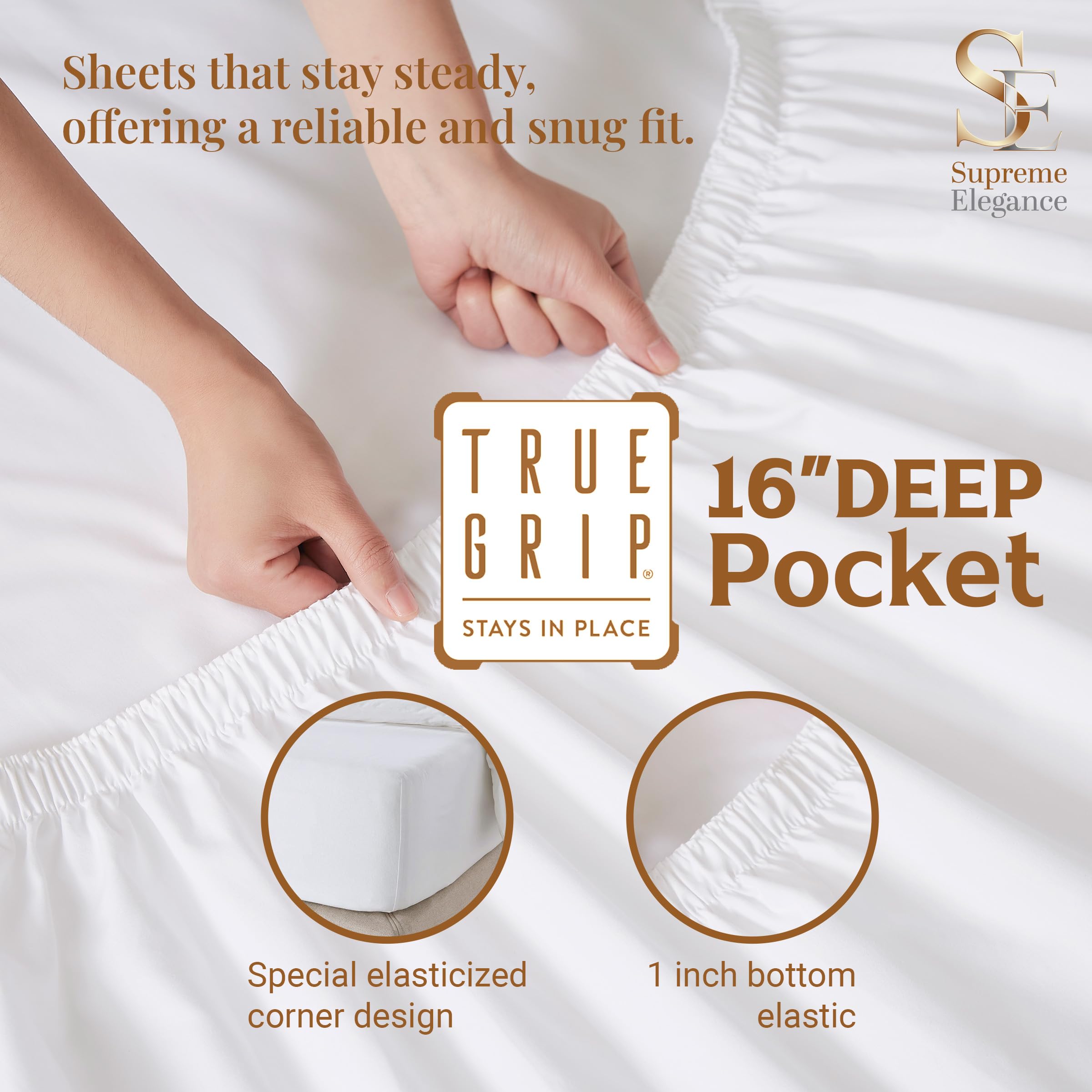 SUPREME ELEGANCE flat sheet laid out to show dimensions benefit: full coverage for queen bed