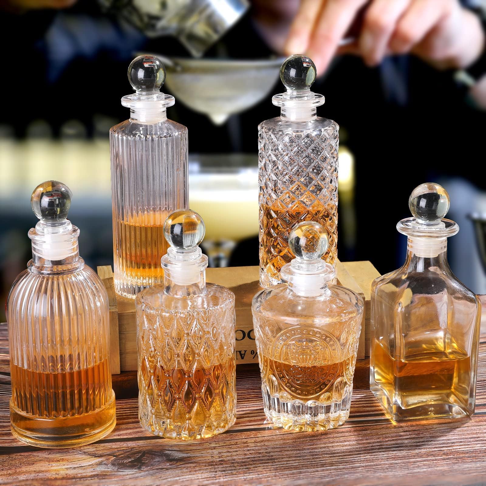 SuproBarware six bottles arranged on a bar tray for a professional presentation