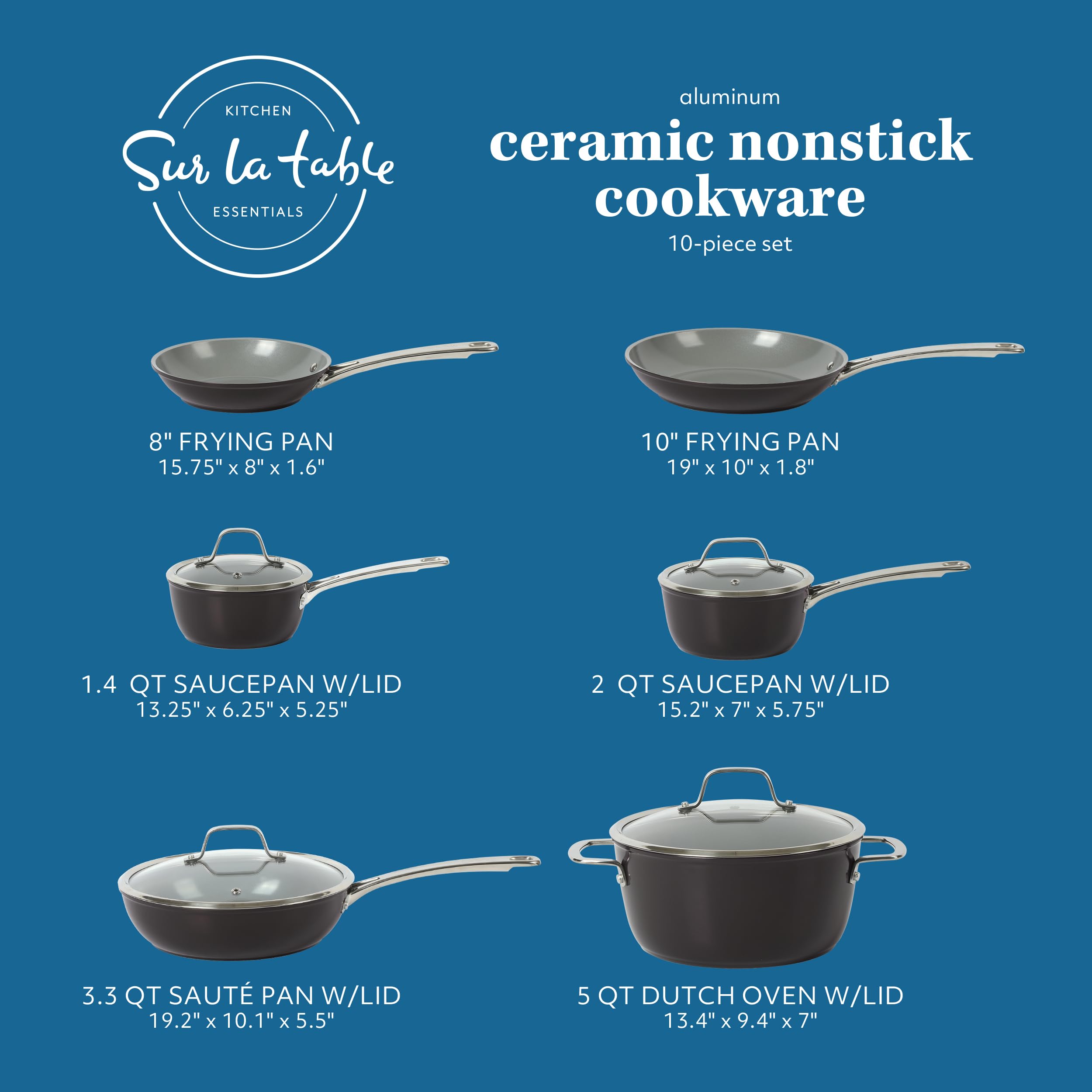 Sur La Table close-up of titanium ceramic nonstick surface for easy food release and less oil