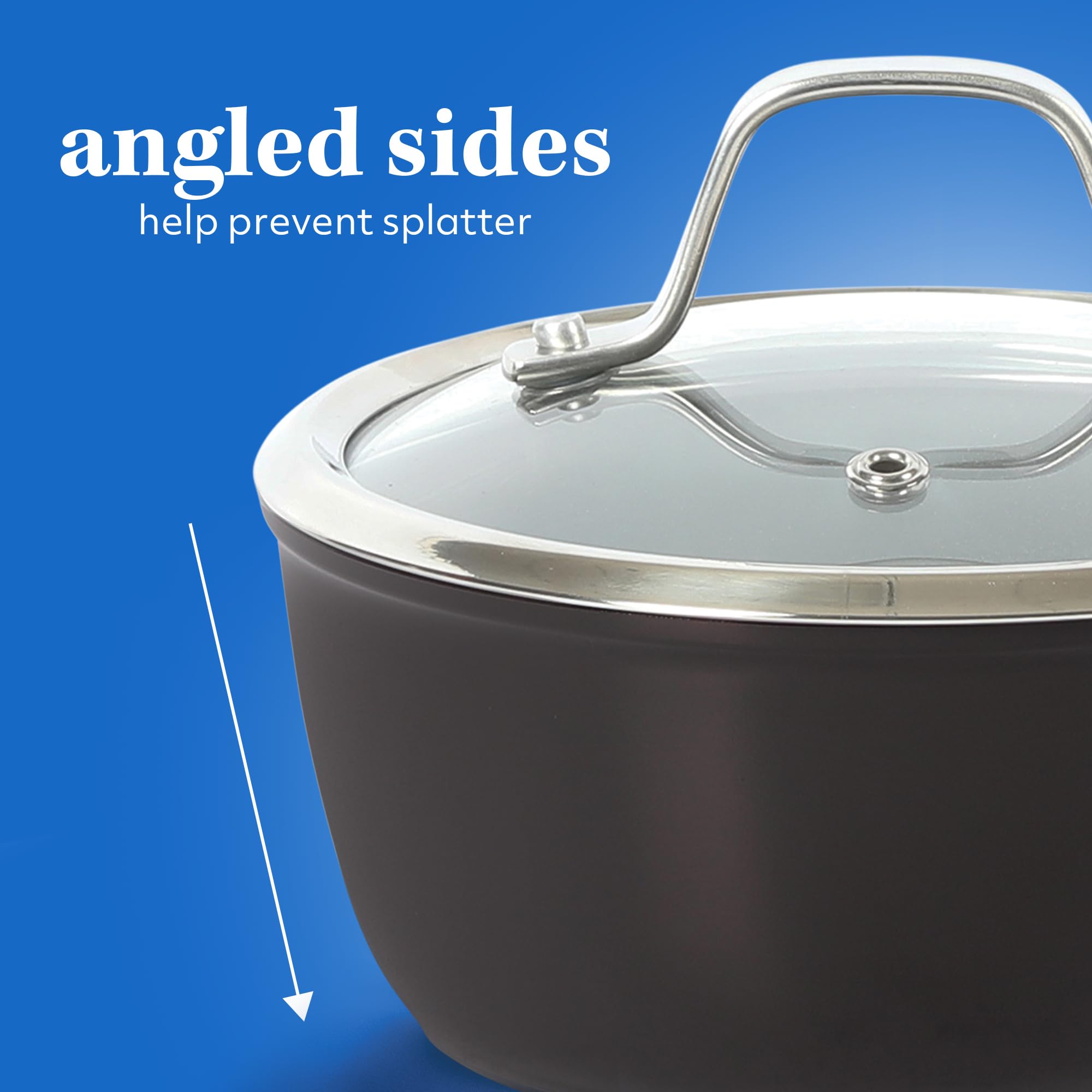 Sur La Table sauté pan in use on stovetop searing vegetables for even heat control