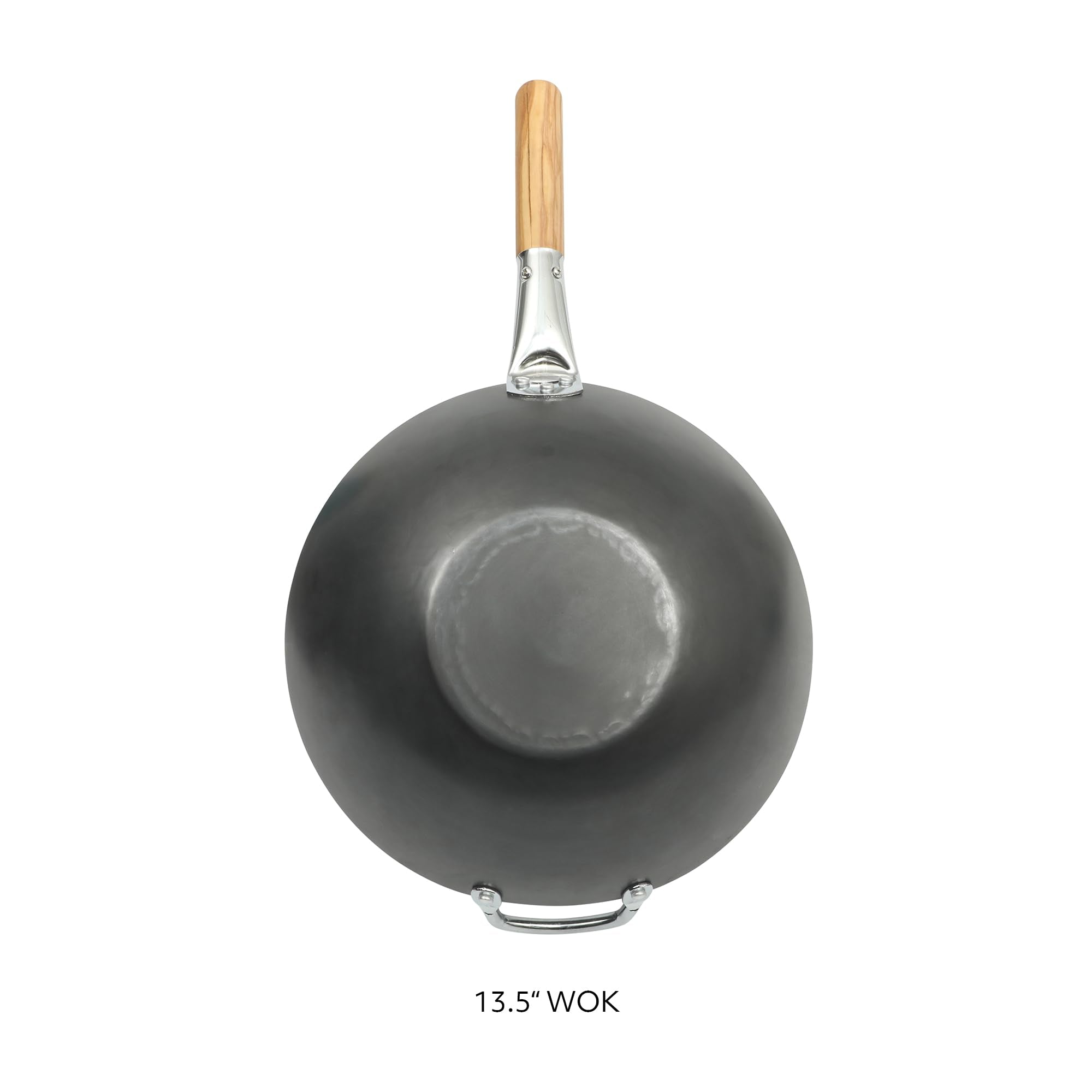 Sur La Table wok on stovetop illustrating flat base contact for fast, even heat transfer