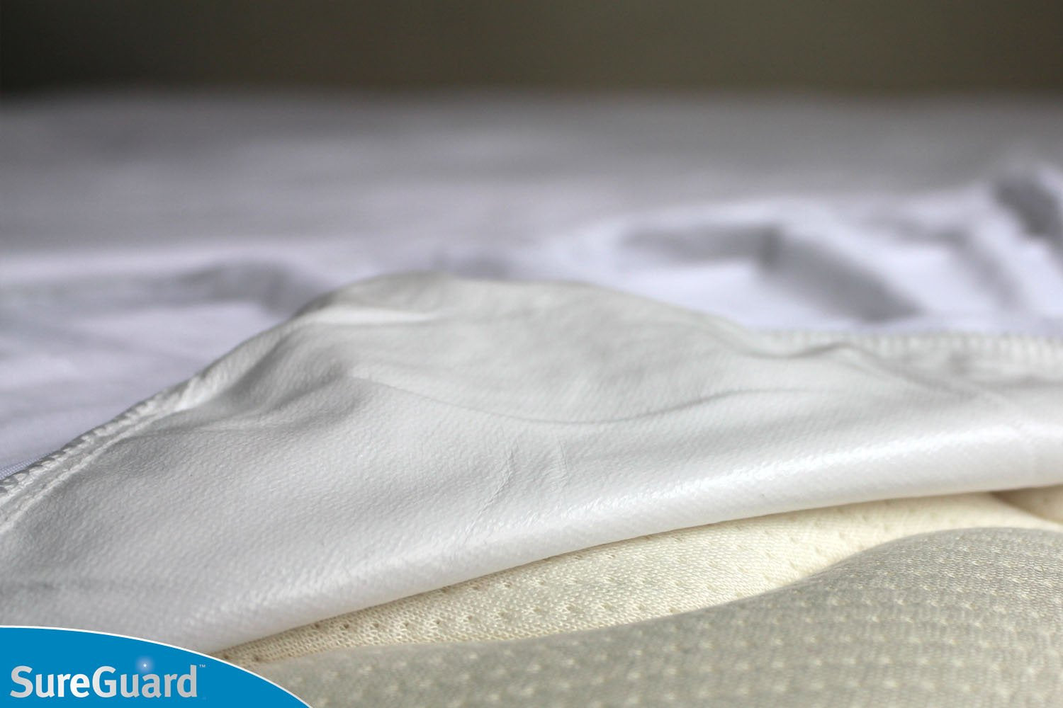 SureGuard waterproof backing detail demonstrating leak protection benefit