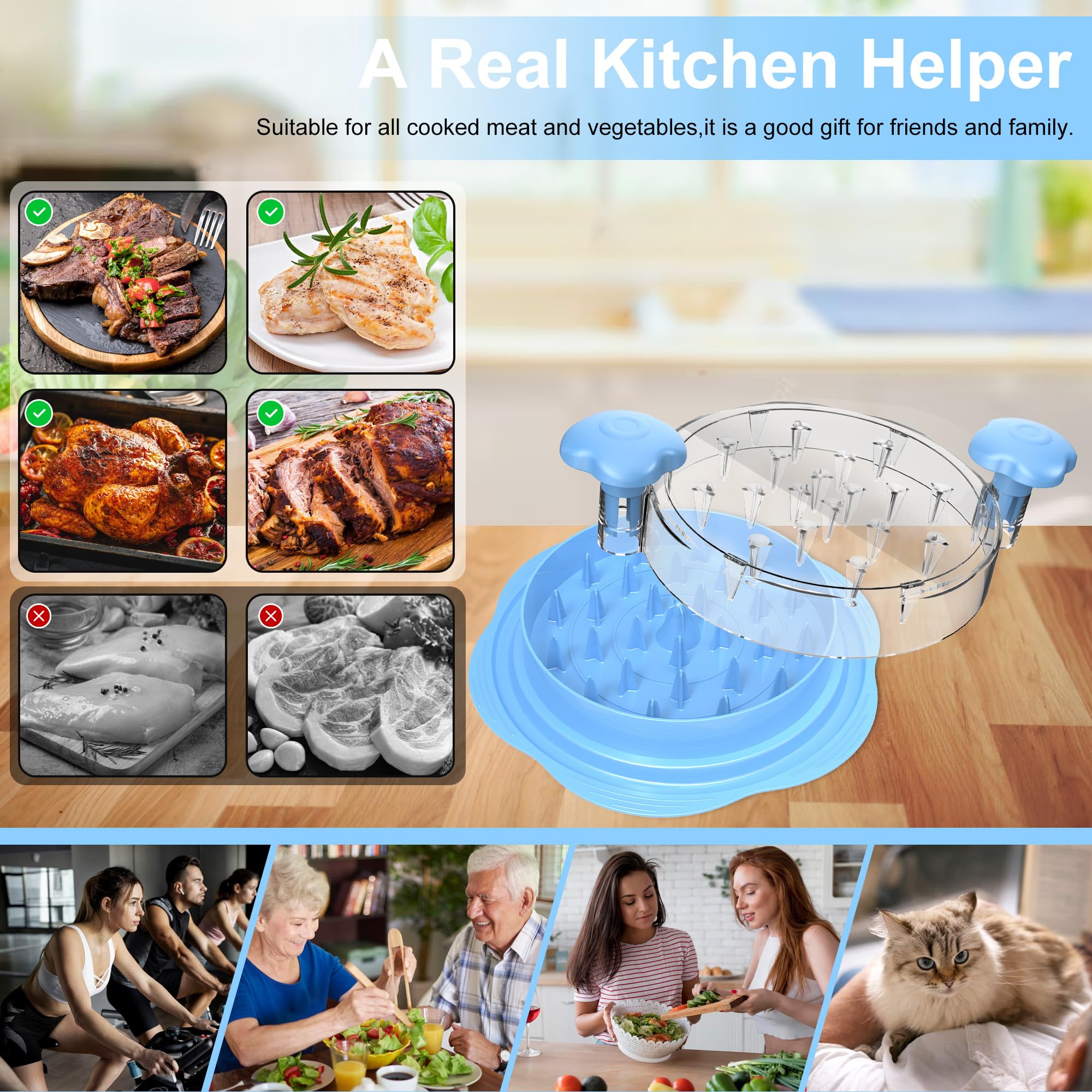 SURETIVIAN tool in use shredding cooked chicken for fast meal assembly