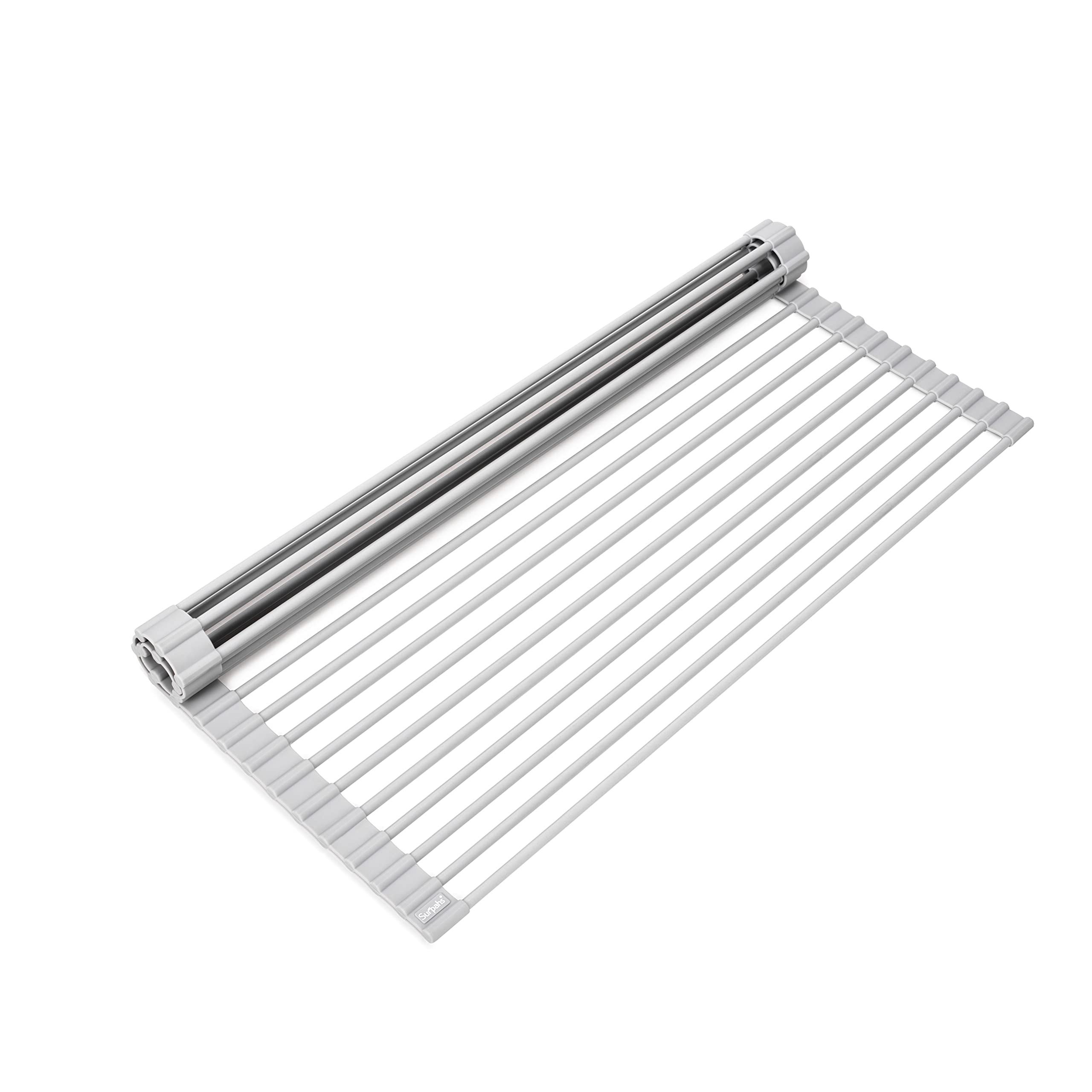 Surpahs over-sink rack front view showing wide platform and organization benefit