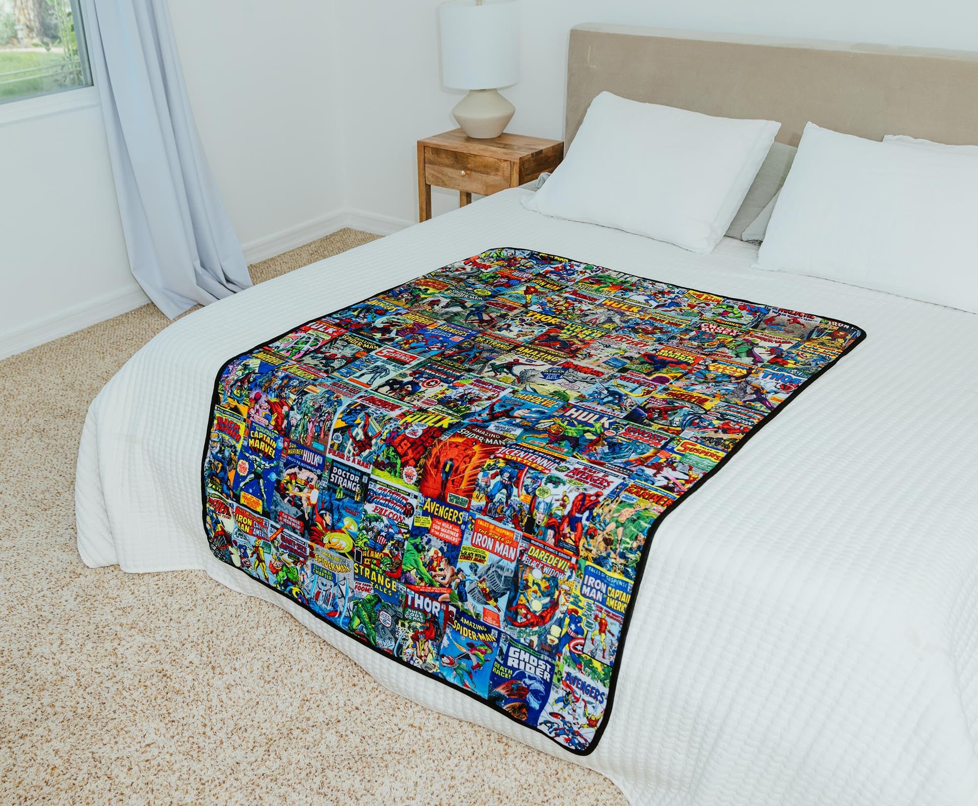 Surreal Entertainment blanket in a reading nook evoking relaxed fandom and snug atmosphere