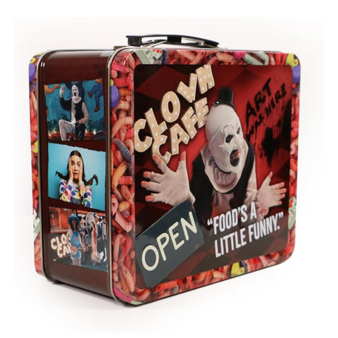 Surreal Entertainment open Terrifier lunch box interior showing storage space and secure latch
