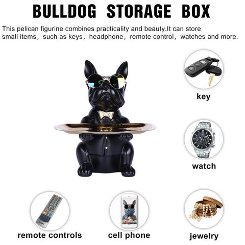 suruim French Bulldog tray styled on an entry table adding charm and storage