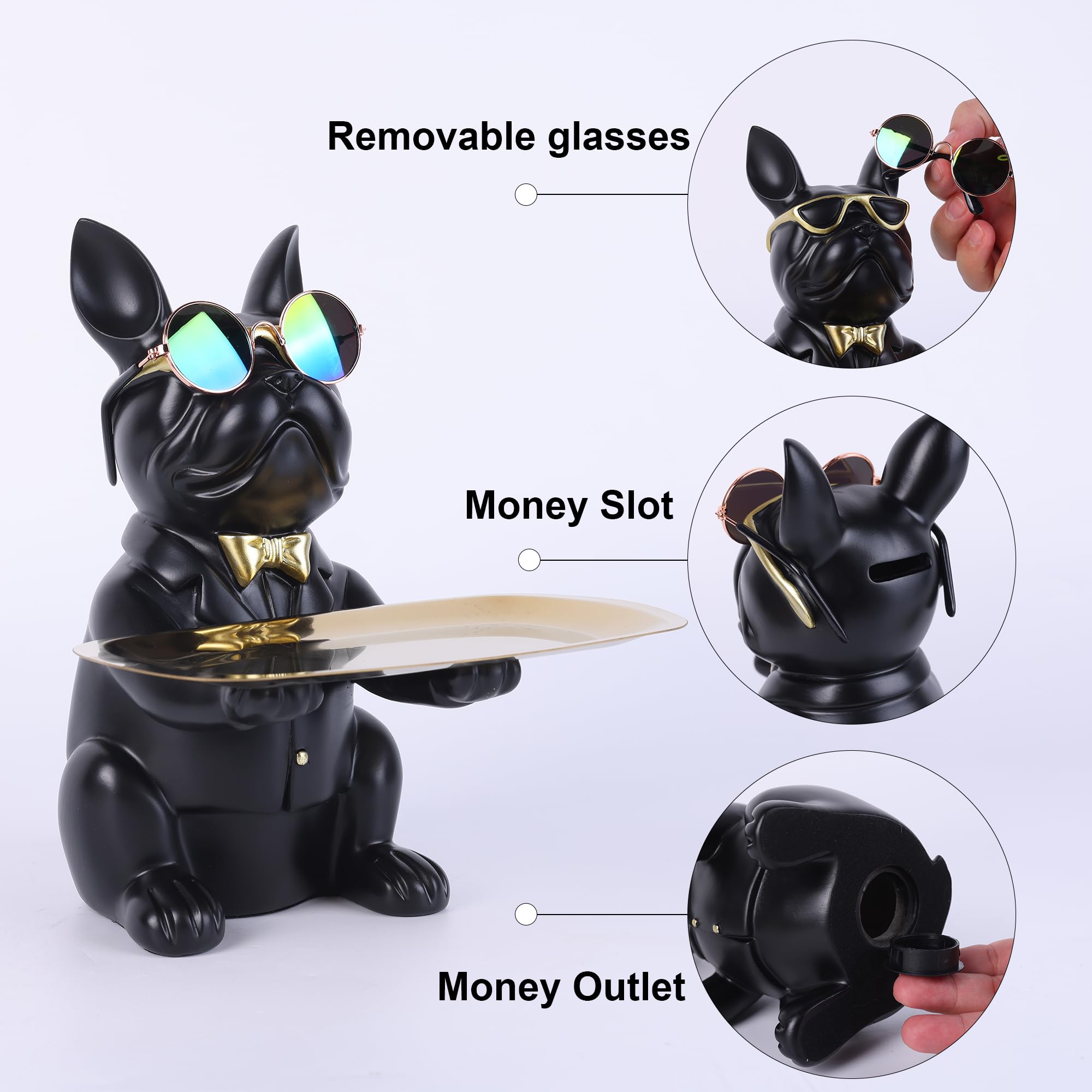suruim side profile of Frenchie statue highlighting silhouette and tabletop stability