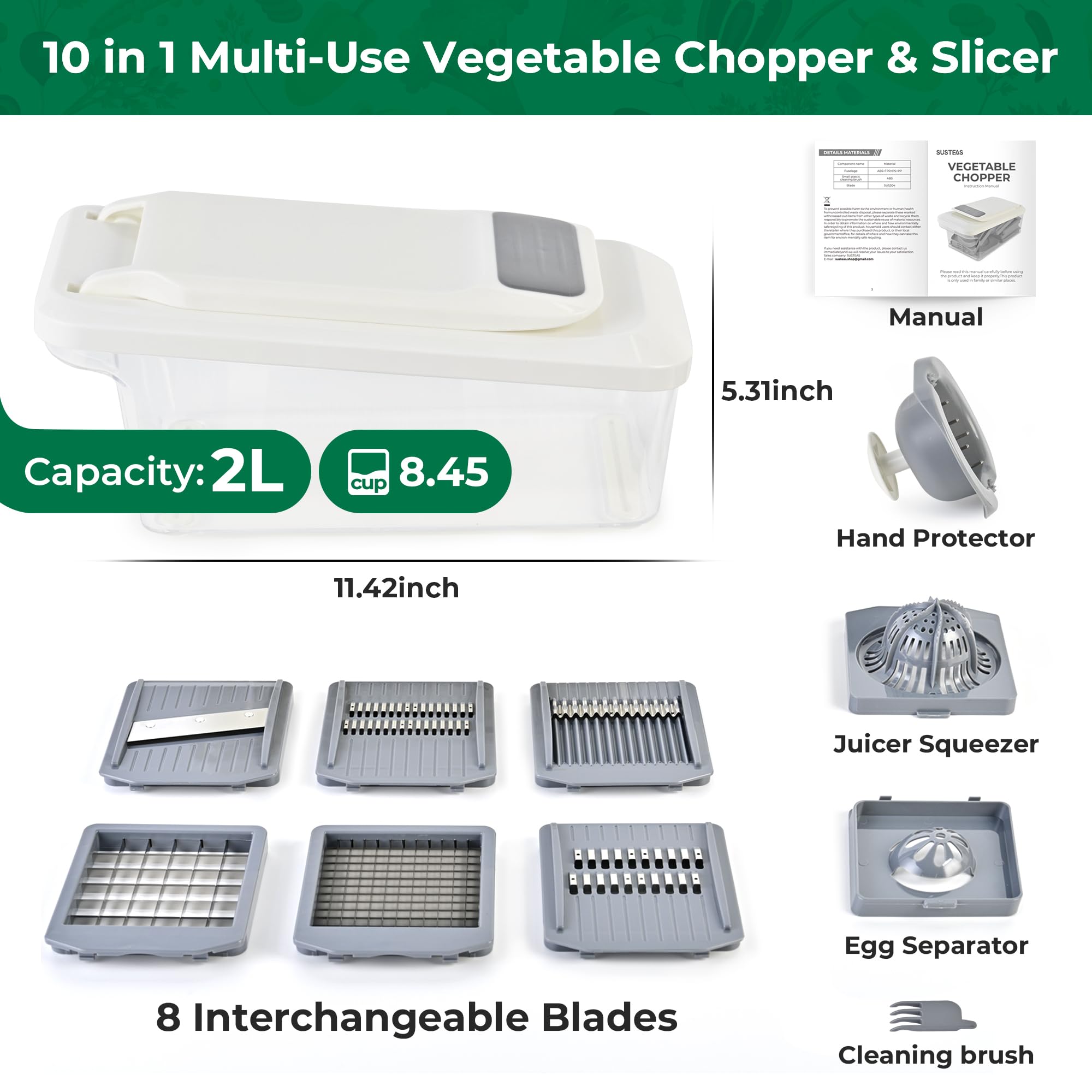 SUSTEAS 2.0L container filled to scale showing large capacity for batch cooking