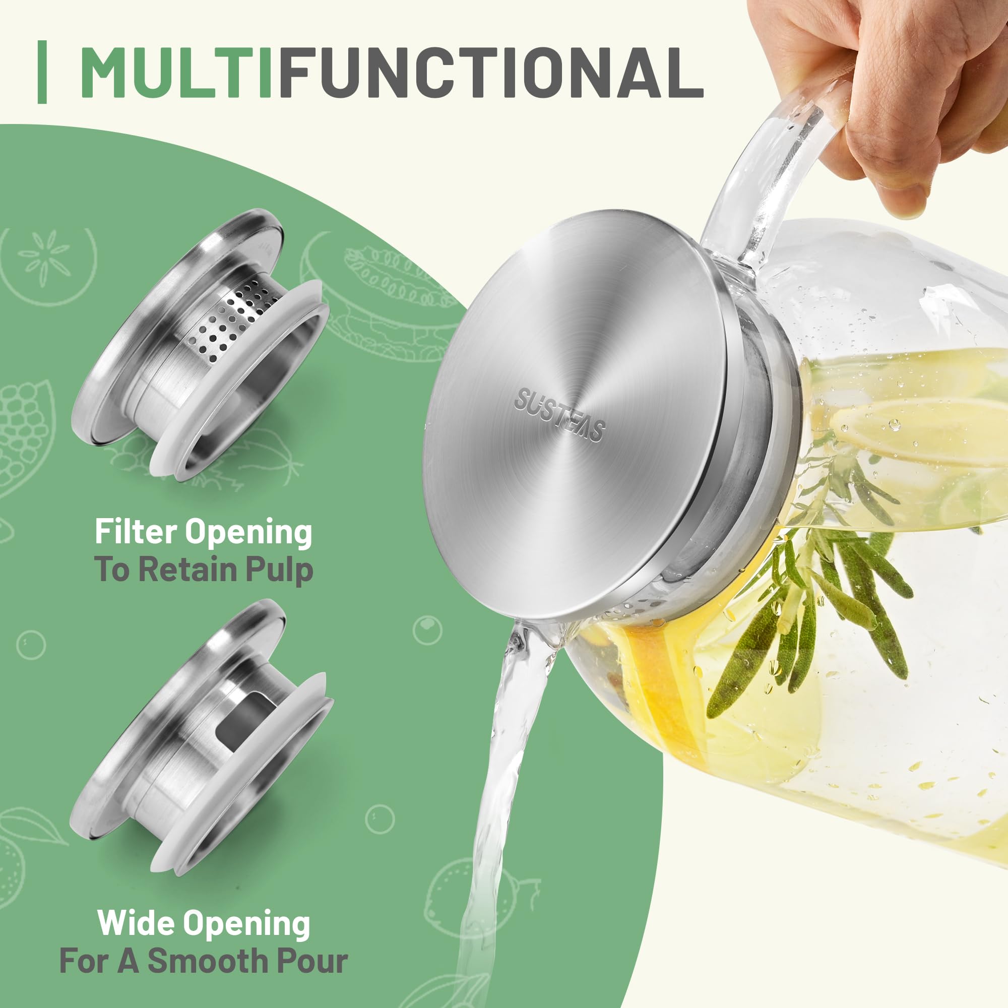 SUSTEAS closeup of adjustable stainless steel lid showing dual‑opening benefit for ice control