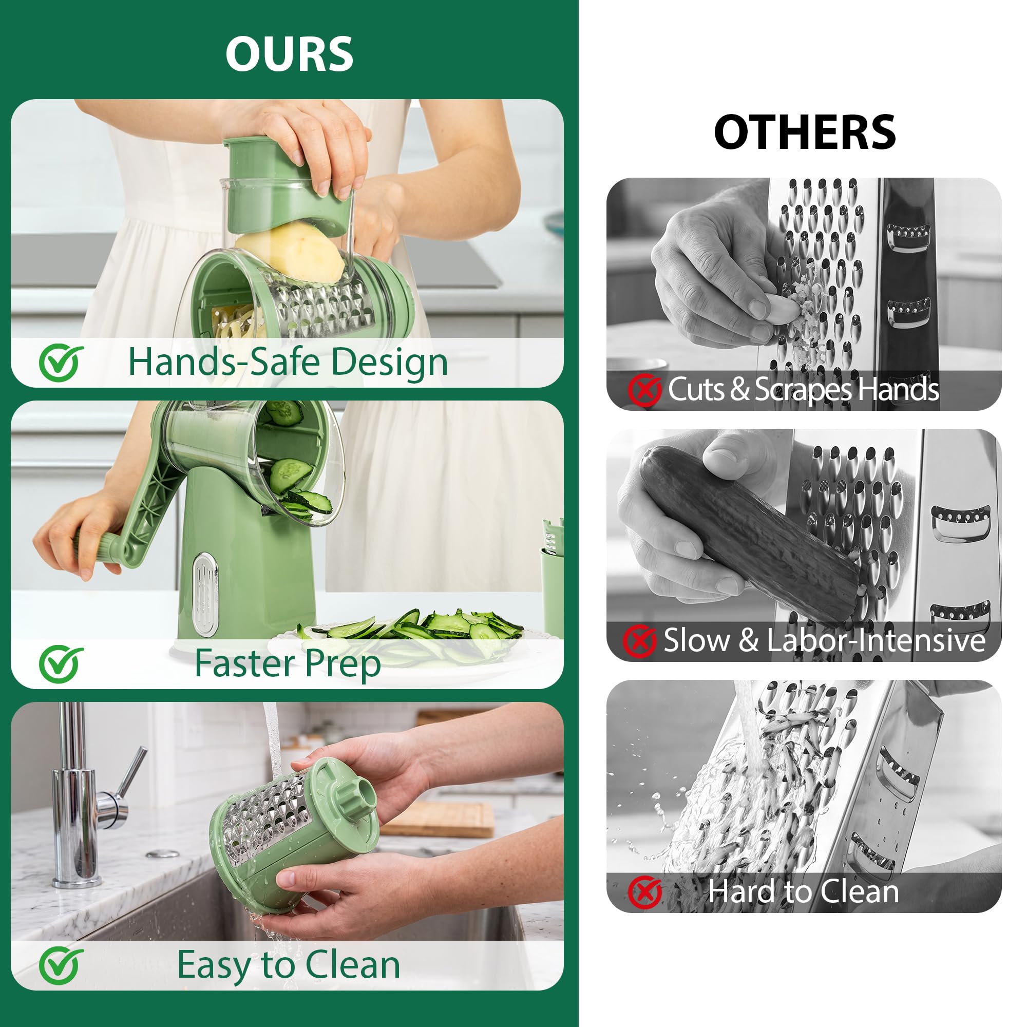 SUSTEAS five interchangeable blades displayed for versatile cuts