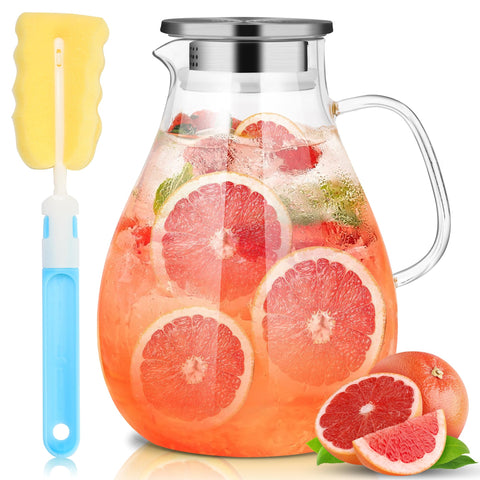 SUSTEAS front view of 3L pitcher showing clear glass and capacity benefit