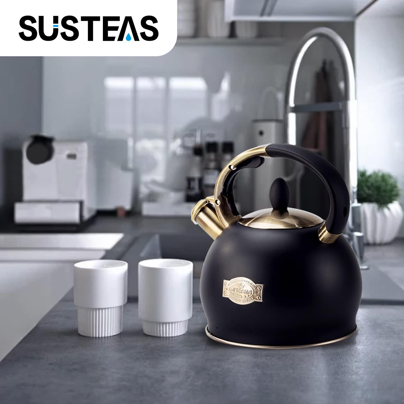 SUSTEAS kettle boiling on induction cooktop for quick heating advantage
