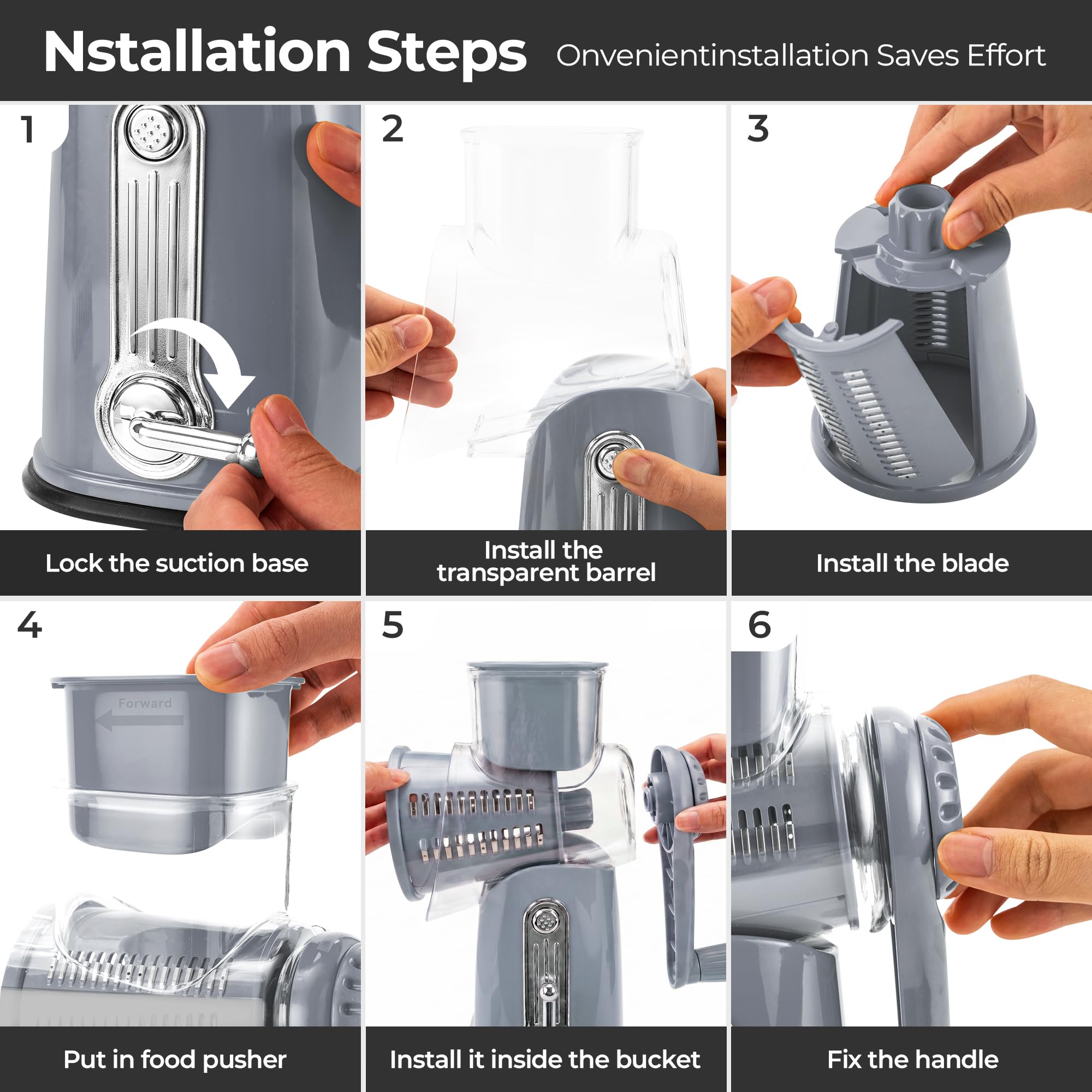 SUSTEAS suction base detail securing unit to countertop for safe operation