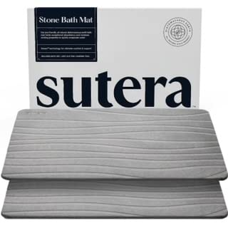SUTERA two-pack unboxed showing both stone mats, underlays, and included sanding tool