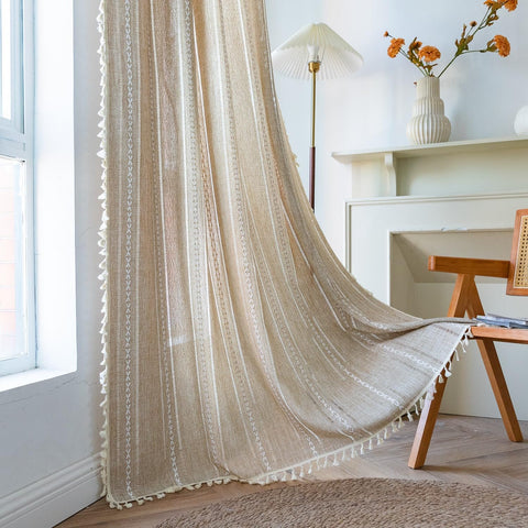 Sutuo Home front panel in natural tone showing full length and soft drape benefit privacy
