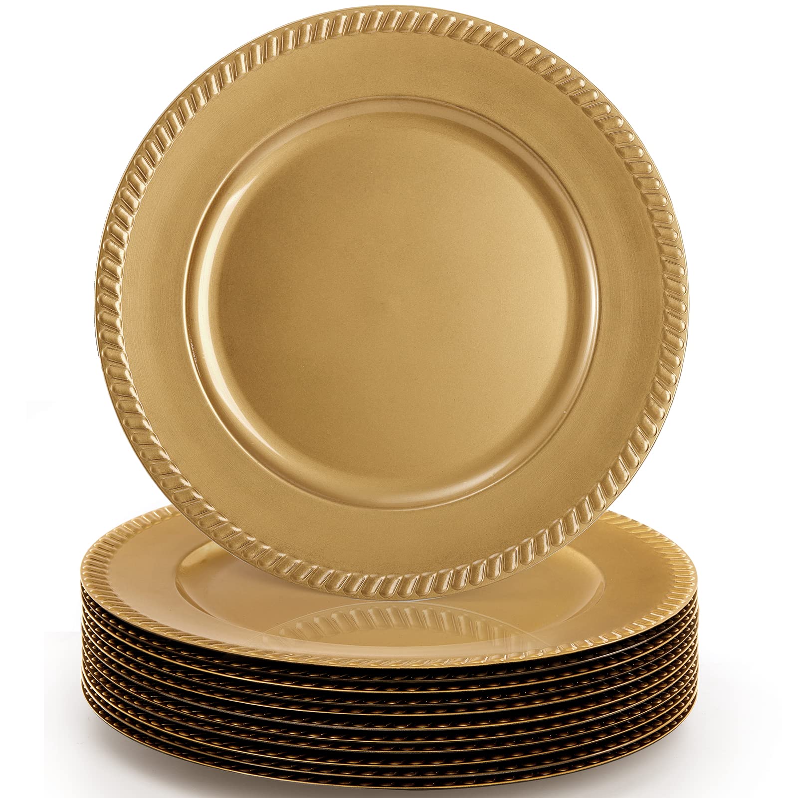 Suwimut gold charger front view showing elegant finish and instant table upgrade