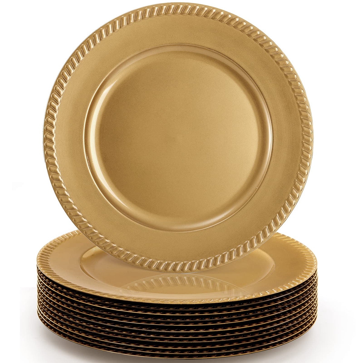 Suwimut gold charger front view showing elegant finish and instant table upgrade