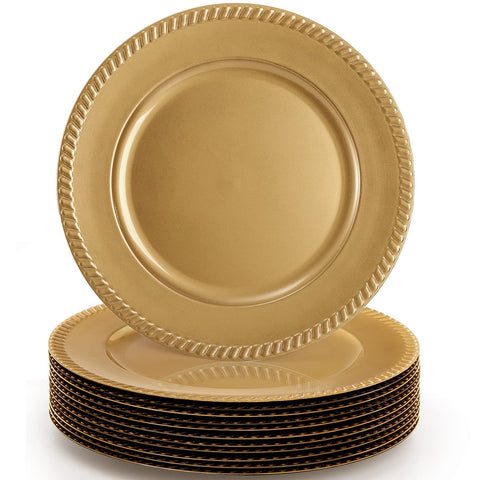 Suwimut gold charger front view showing elegant finish and instant table upgrade