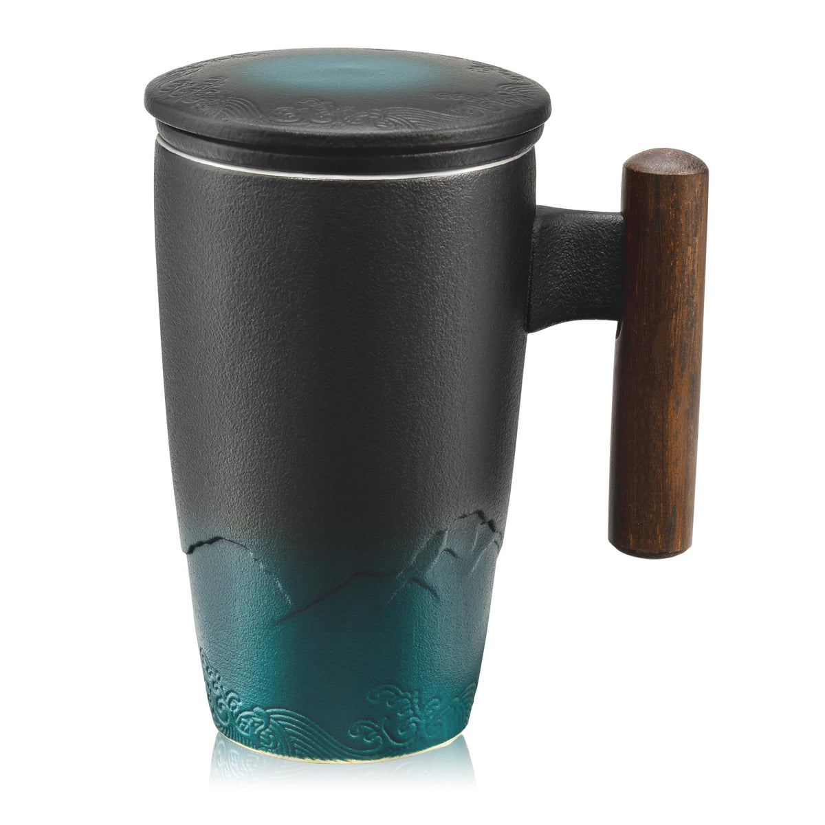 suyika dark green mug front view showing elegant glaze and full capacity