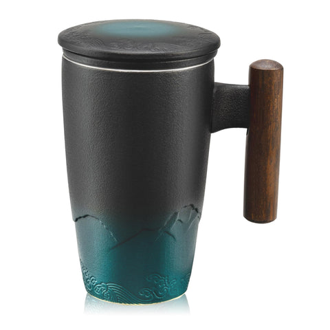 suyika dark green mug front view showing elegant glaze and full capacity