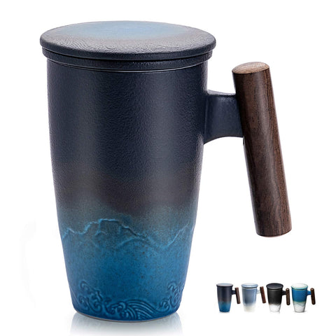 suyika front view of mug showing black cyan finish and sleek profile, enhances kitchen style
