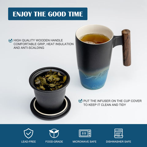 suyika lid used as coaster under infuser to catch drips and retain heat efficiently
