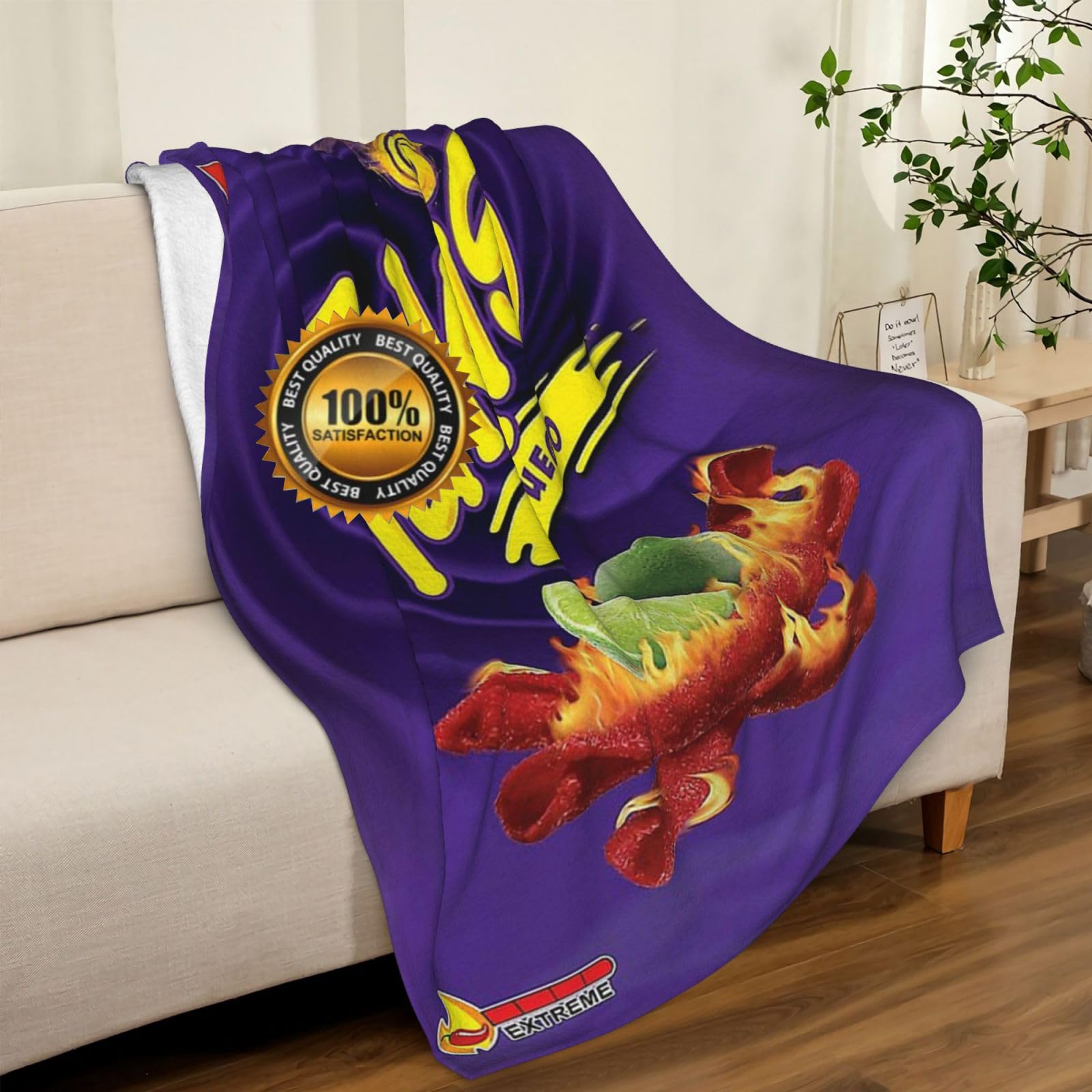 Svjdkwl front view of folded throw shows size and print, easy to spot on couch