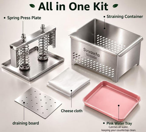 Svyaxfa press next to common items to show scale and countertop fit