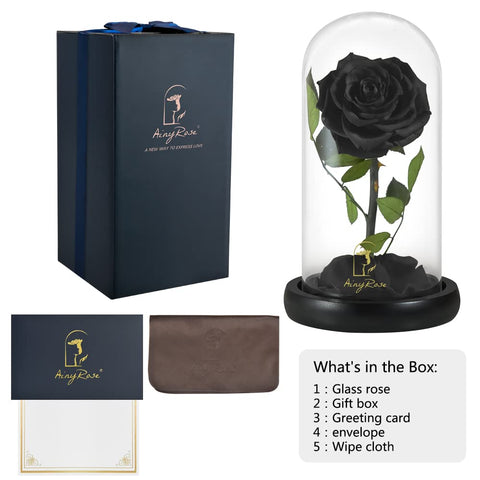SW unboxed preserved black rose displayed as gift, creating memorable giving moment
