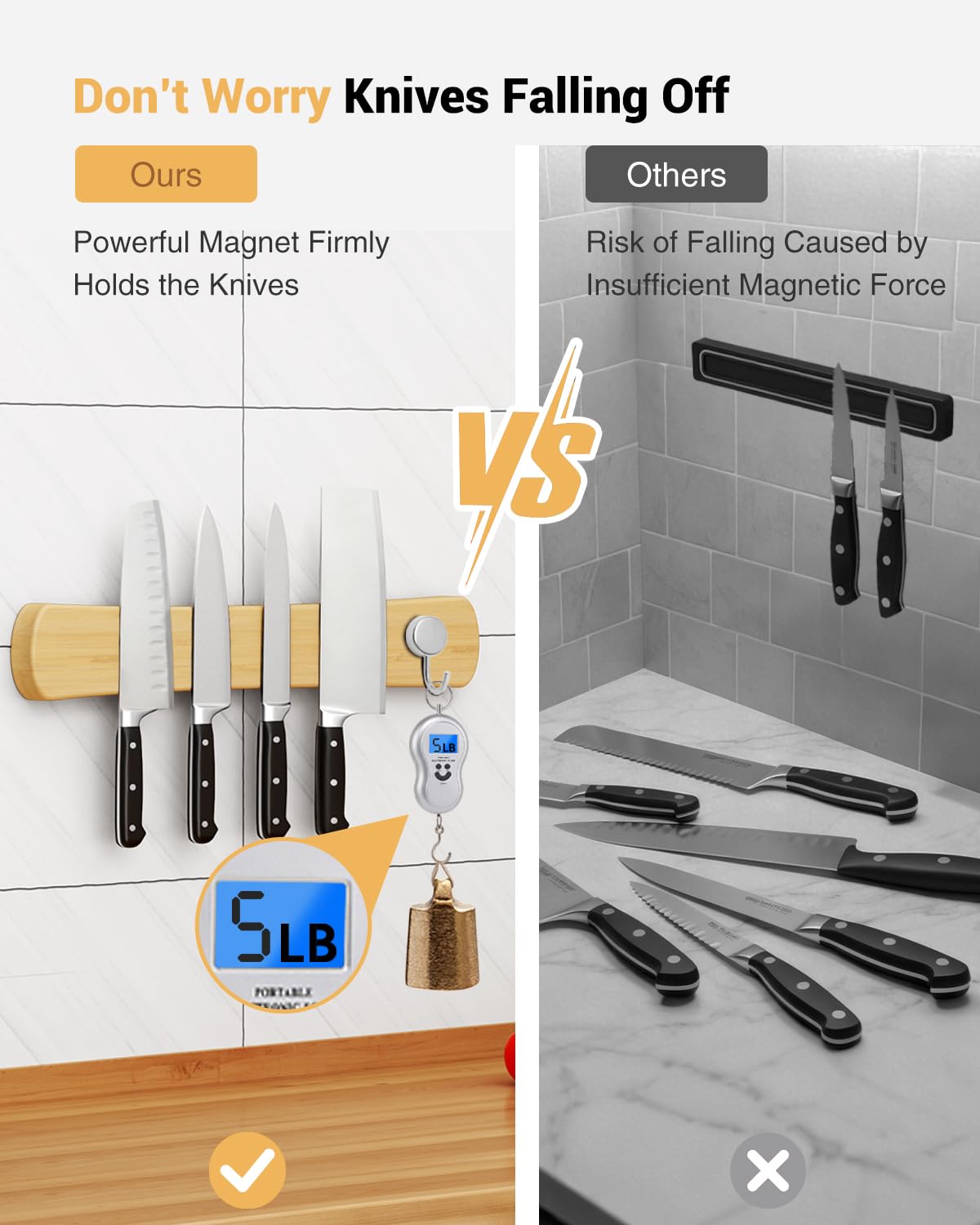 Swaitee knives arranged on strip demonstrates tidy, visible storage