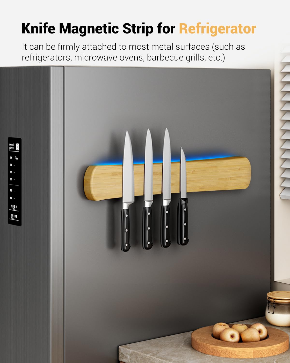 Swaitee mounted on fridge offers drill-free, space-saving solution