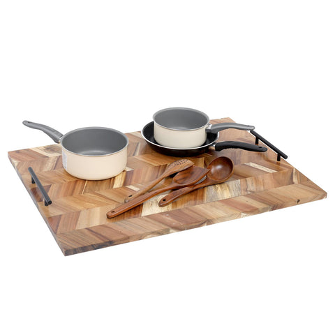 SwallowLiving board covering sink to demonstrate added counter space and functional storage