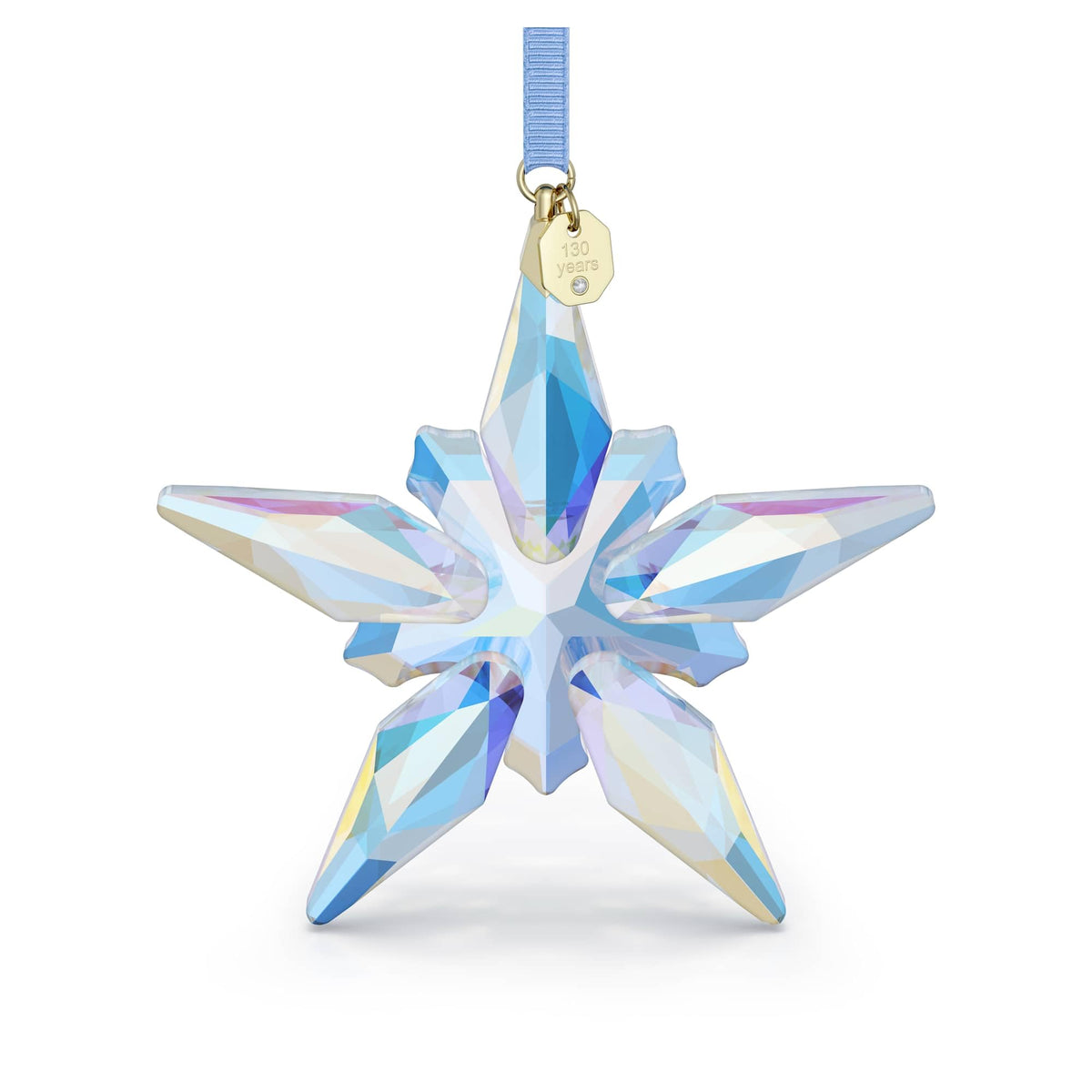 Swarovski 130th Anniversary ornament front view showing star shape and sparkle