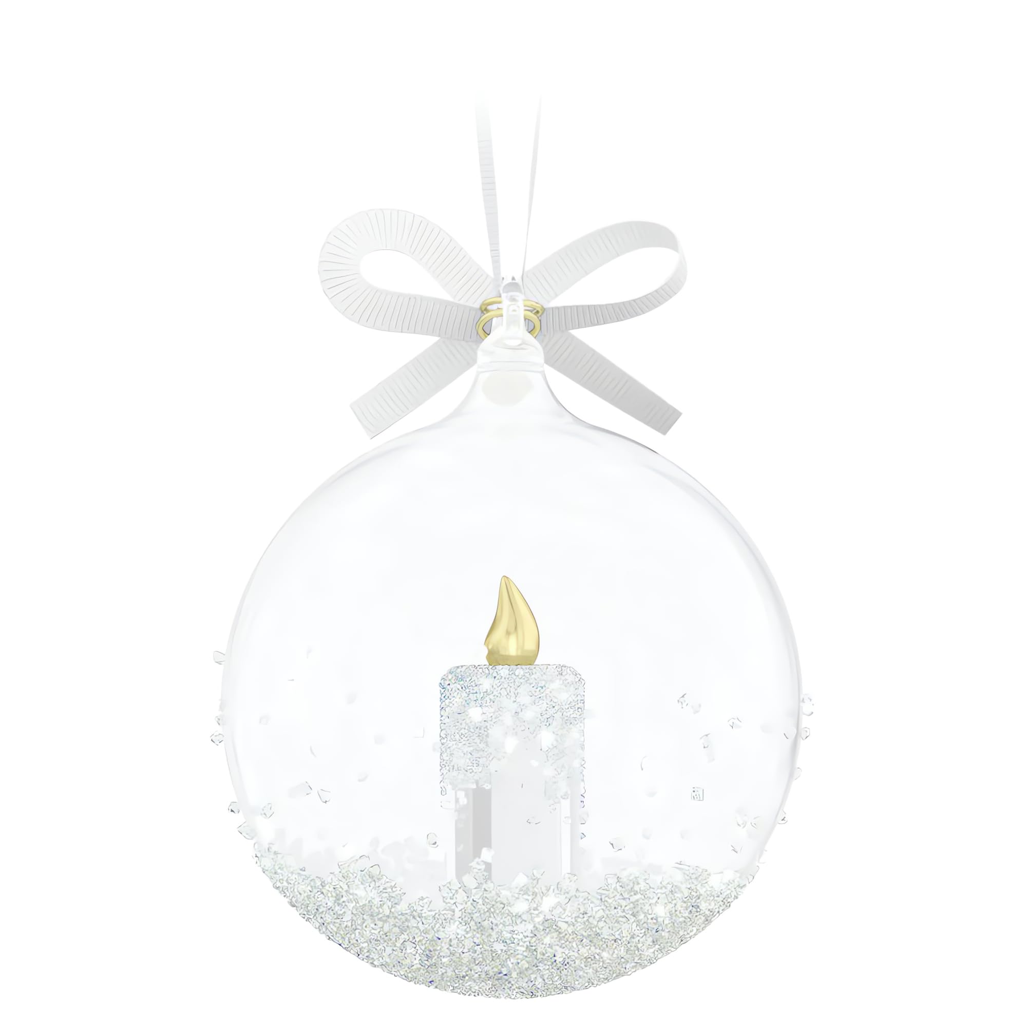 Swarovski ornament hanging on a Christmas tree creating festive, refined ambiance