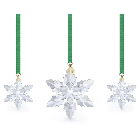 Swarovski front view of 2024 ornament set showing trio sparkle and gifting appeal