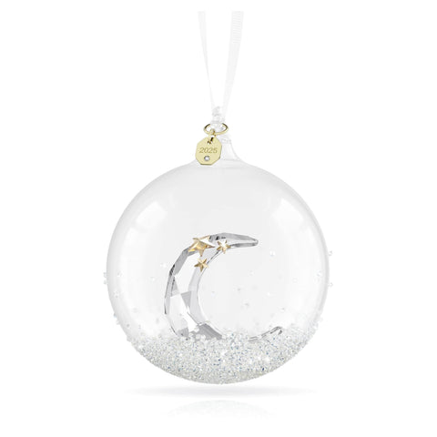 Swarovski front view showing crystal-encrusted globe and soft sparkle benefit