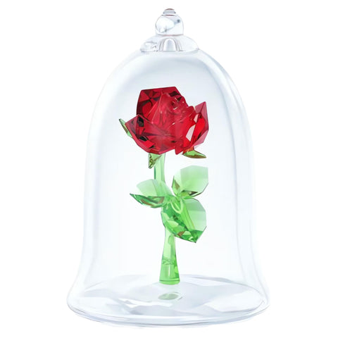Swarovski rose presented under mouth-blown glass dome protecting and enhancing beauty