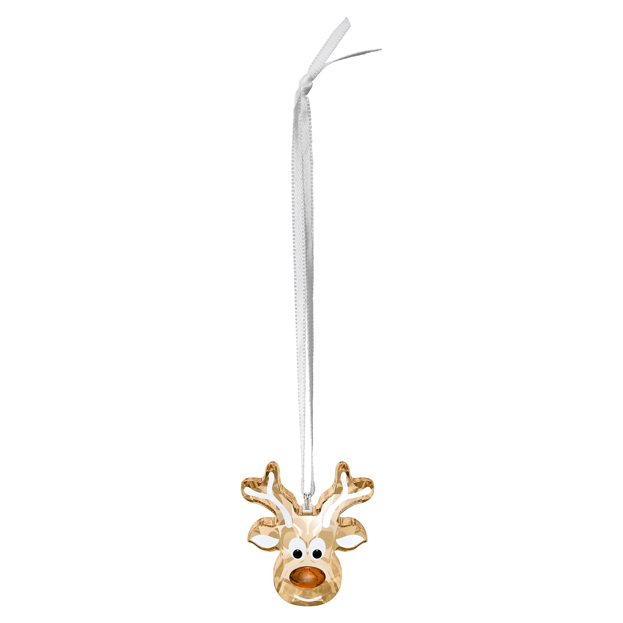 Swarovski Gingerbread Reindeer close-up detail of facets and copper nose for festive shine