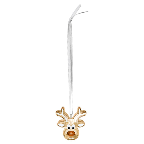 Swarovski Gingerbread Reindeer close-up detail of facets and copper nose for festive shine