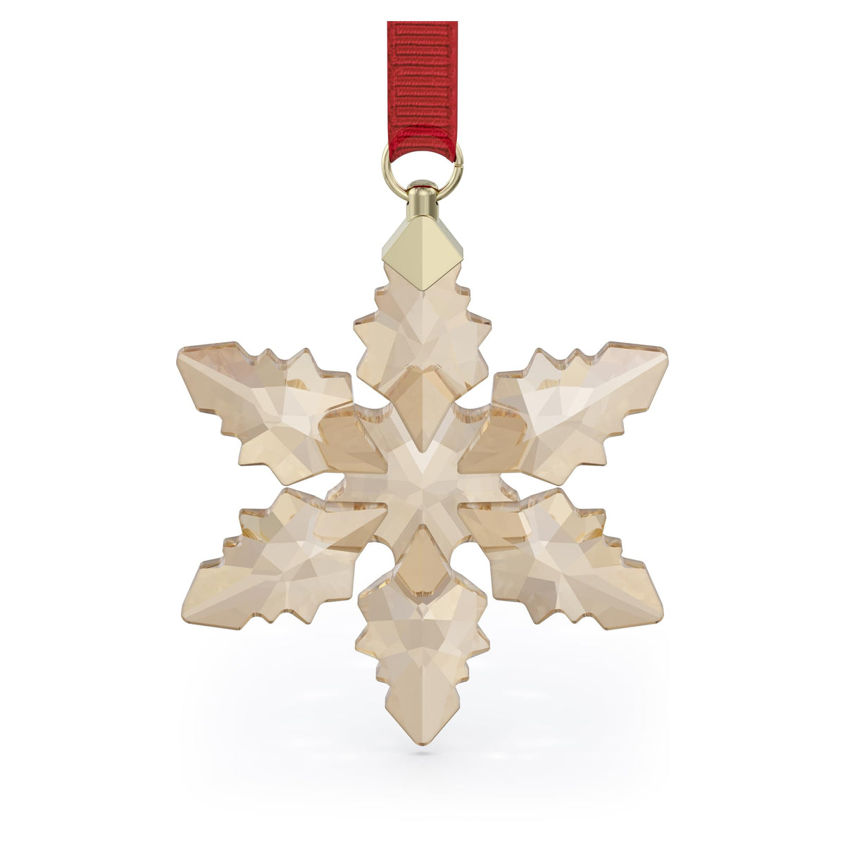 Swarovski gold snowflake front view showing elegant shape and shine