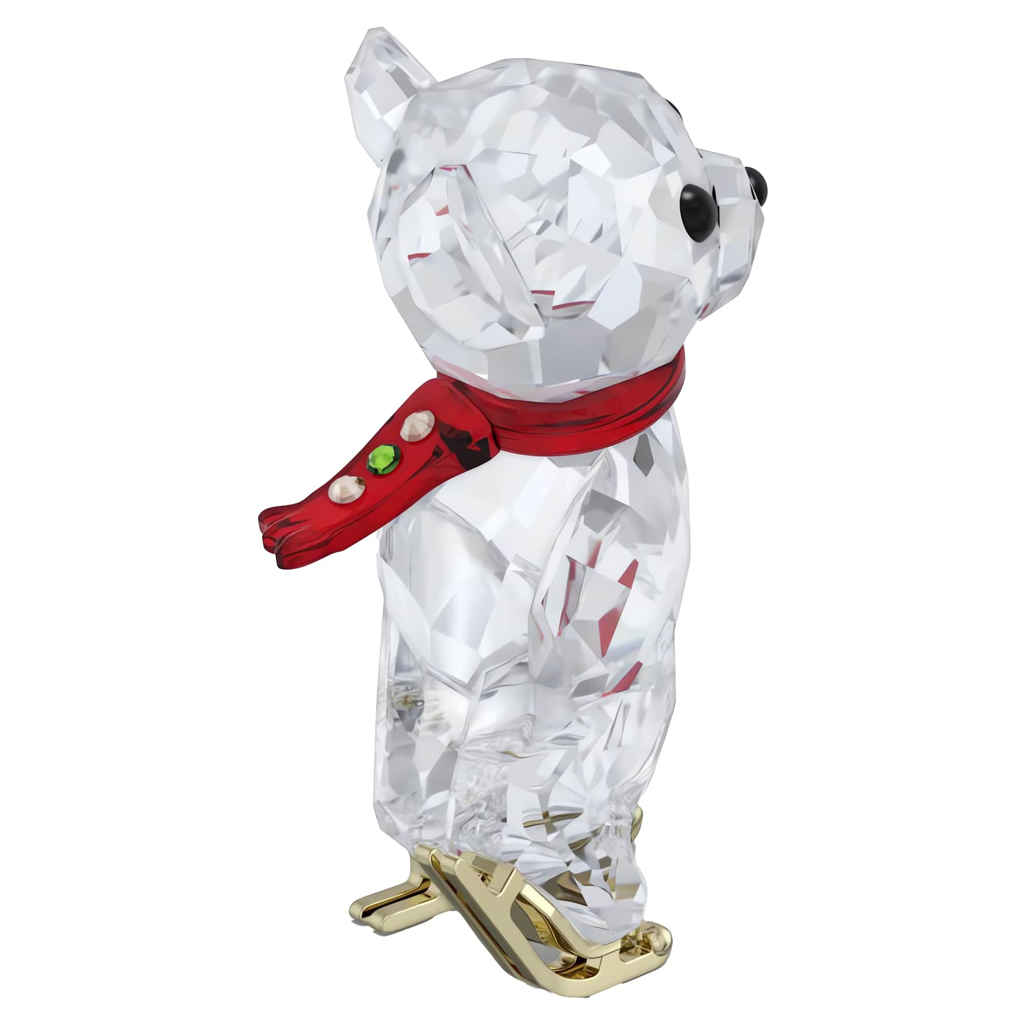 Swarovski Kris Bear beside a coin to show compact size and display versatility